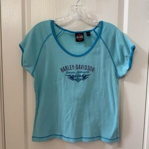 Harley-Davidson Women’s Blue Graphic T-Shirt Lge | Hal’s New Berlin WI Back Logo